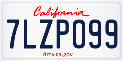 CA license plate 7LZP099