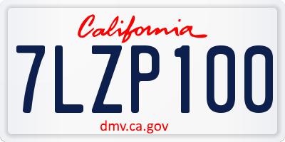 CA license plate 7LZP100
