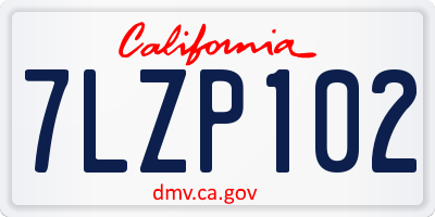 CA license plate 7LZP102