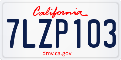 CA license plate 7LZP103