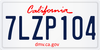 CA license plate 7LZP104