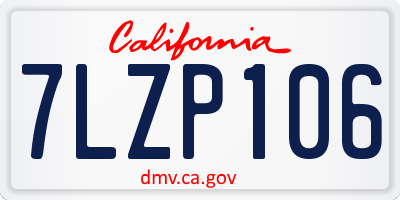 CA license plate 7LZP106
