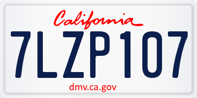 CA license plate 7LZP107