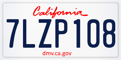 CA license plate 7LZP108