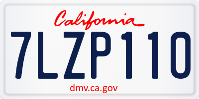 CA license plate 7LZP110