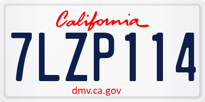 CA license plate 7LZP114