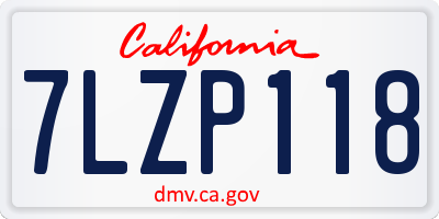 CA license plate 7LZP118