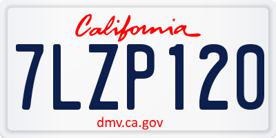 CA license plate 7LZP120