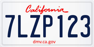 CA license plate 7LZP123