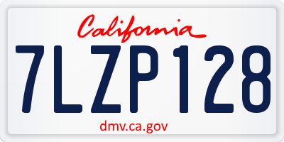 CA license plate 7LZP128