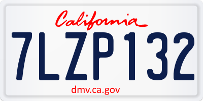 CA license plate 7LZP132