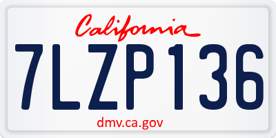 CA license plate 7LZP136