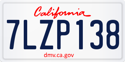 CA license plate 7LZP138