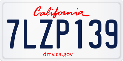 CA license plate 7LZP139