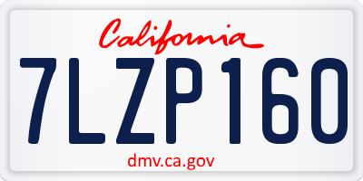 CA license plate 7LZP160