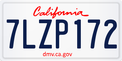 CA license plate 7LZP172