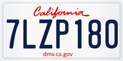 CA license plate 7LZP180