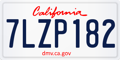 CA license plate 7LZP182