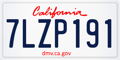 CA license plate 7LZP191