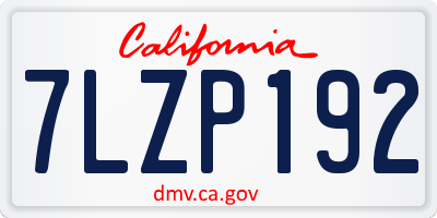 CA license plate 7LZP192