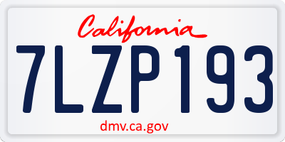 CA license plate 7LZP193
