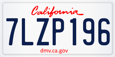 CA license plate 7LZP196