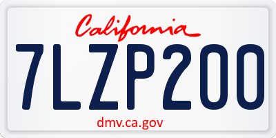 CA license plate 7LZP200