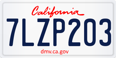 CA license plate 7LZP203