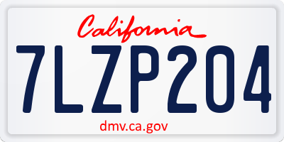 CA license plate 7LZP204