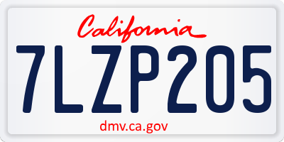 CA license plate 7LZP205