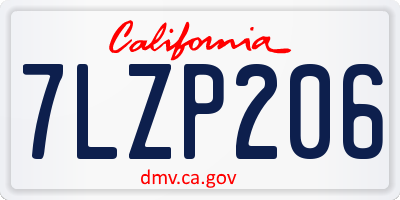 CA license plate 7LZP206