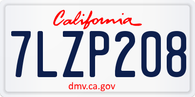 CA license plate 7LZP208