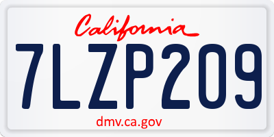 CA license plate 7LZP209