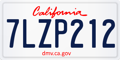 CA license plate 7LZP212