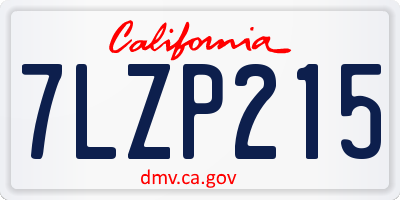 CA license plate 7LZP215