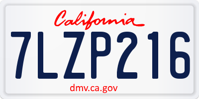 CA license plate 7LZP216