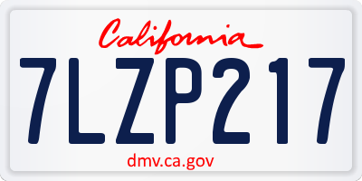 CA license plate 7LZP217