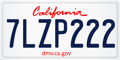 CA license plate 7LZP222