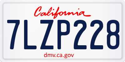 CA license plate 7LZP228