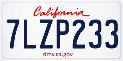 CA license plate 7LZP233