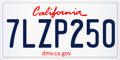 CA license plate 7LZP250