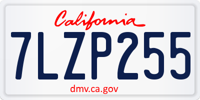 CA license plate 7LZP255