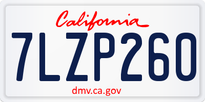 CA license plate 7LZP260