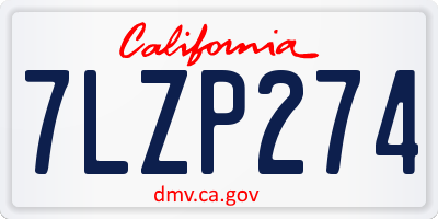 CA license plate 7LZP274