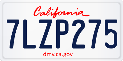 CA license plate 7LZP275
