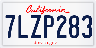 CA license plate 7LZP283