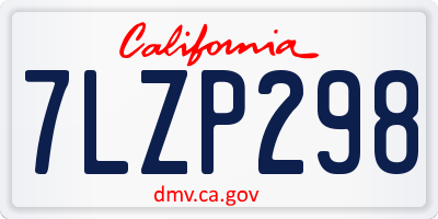 CA license plate 7LZP298