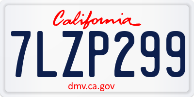 CA license plate 7LZP299
