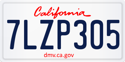 CA license plate 7LZP305