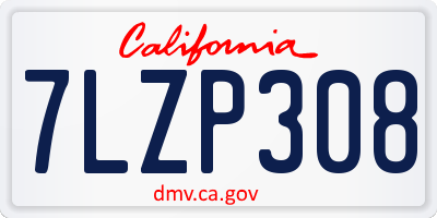 CA license plate 7LZP308